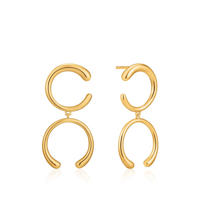 Ania Haie E024-01G Σκουλαρίκια Luxe Double από Επιχρυσωμένο Ασήμι