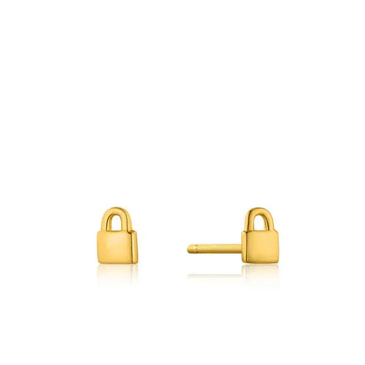 Ania Haie E032-99G Σκουλαρίκια Padlock Stud από Επιχρυσωμένο Ασήμι