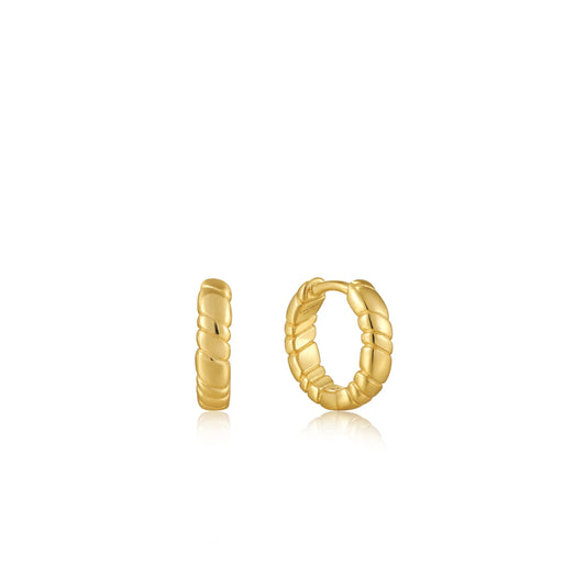 Ania Haie E038-02G Σκουλαρίκια Smooth Twist Hoop από Επιχρυσωμένο Ασήμι