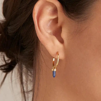 Ania Haie E039-03G-L Σκουλαρίκια Lapis Point Hoop από Επιχρυσωμένο Ασήμι