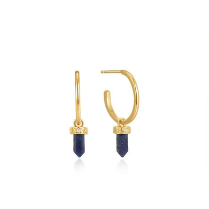 Ania Haie E039-03G-L Σκουλαρίκια Lapis Point Hoop από Επιχρυσωμένο Ασήμι