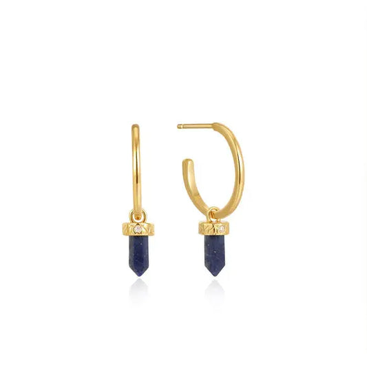Ania Haie E039-03G-L Σκουλαρίκια Lapis Point Hoop από Επιχρυσωμένο Ασήμι