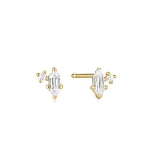 Ania Haie E041-02G-W Σκουλαρίκια Sparkle Emblem από Επιχρυσωμένο Ασήμι