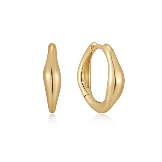 Ania Haie E044-03G Σκουλαρίκια Wave Huggie Hoop από Επιχρυσωμένο Ασήμι