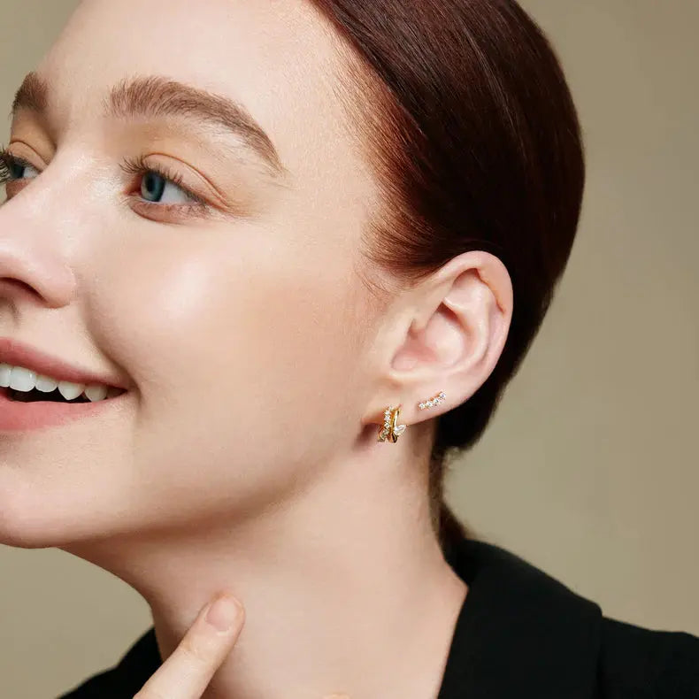 Ania Haie E056-02G Σκουλαρίκια Sparkle Climber Studs από Επιχρυσωμένο Ασήμι
