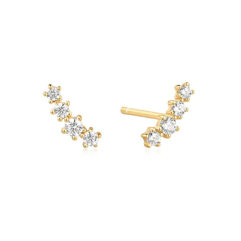 Ania Haie E056-02G Σκουλαρίκια Sparkle Climber Studs από Επιχρυσωμένο Ασήμι