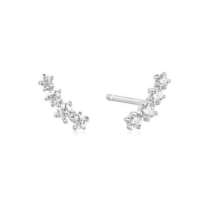 Ania Haie E056-02H Σκουλαρίκια Sparkle Climber Studs από Επιπλατινωμένο Ασήμι