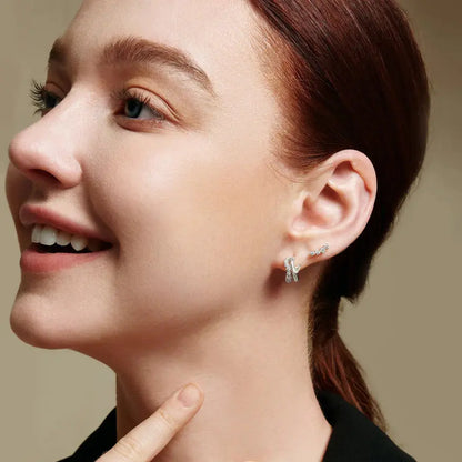 Ania Haie E056-02H Σκουλαρίκια Sparkle Climber Studs από Επιπλατινωμένο Ασήμι