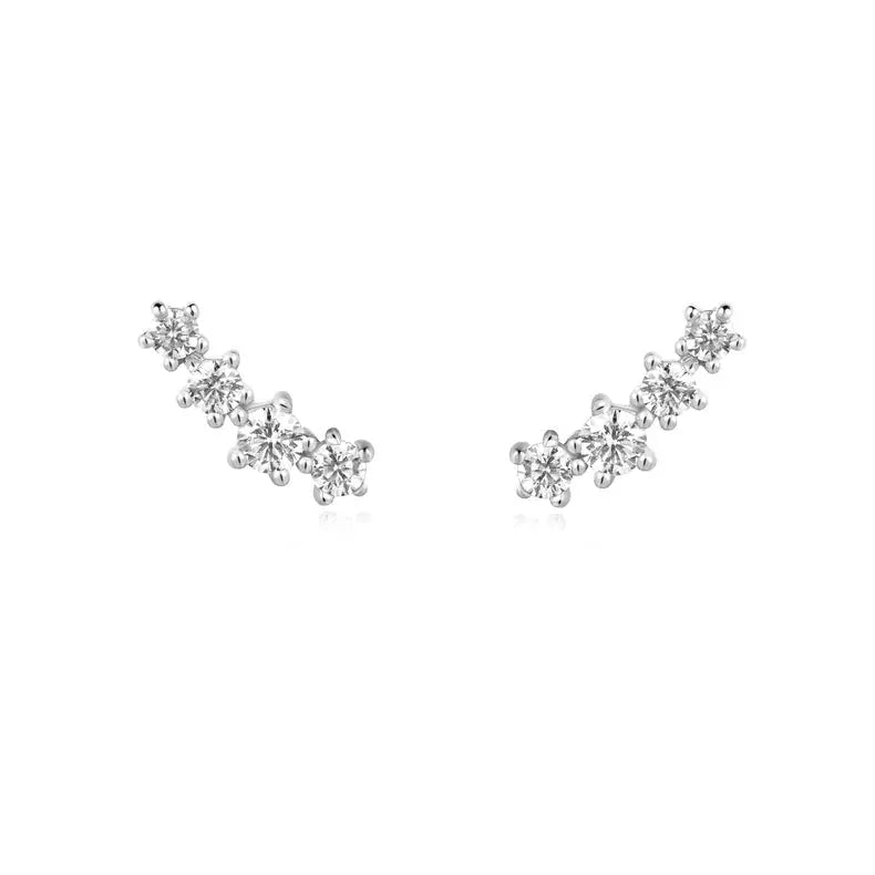 Ania Haie E056-02H Σκουλαρίκια Sparkle Climber Studs από Επιπλατινωμένο Ασήμι