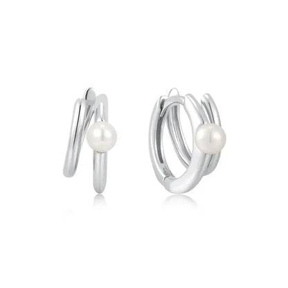 Ania Haie E058-02H Σκουλαρίκια Parallel Duo Freshwater Pearl από Επιπλατινωμένο Ασήμι