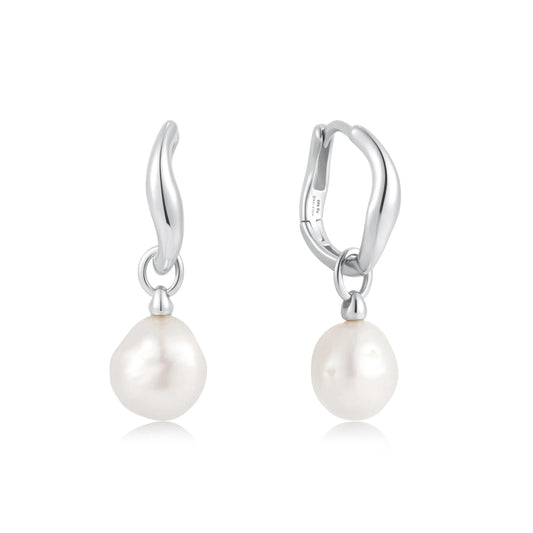 Ania Haie E058-05H Σκουλαρίκια Freshwater Pearl Drop από Επιπλατινωμένο Ασήμι