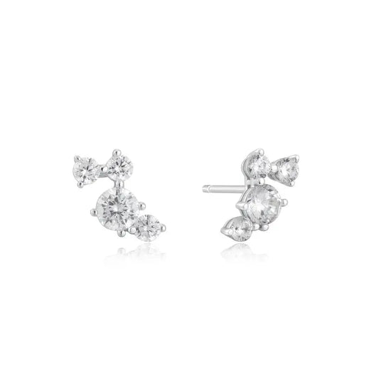 Ania Haie E058-09H Σκουλαρίκια Pavé Climber Stud από Επιπλατινωμένο Ασήμι