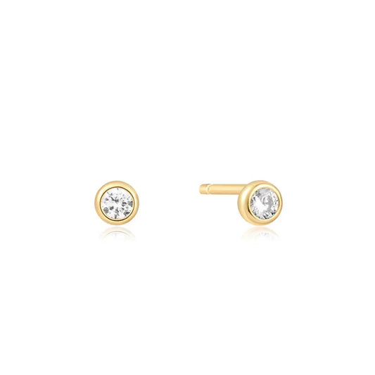 Ania Haie E059-03G Σκουλαρίκια Solitaire Cubic από Επιχρυσωμένο Ασήμι