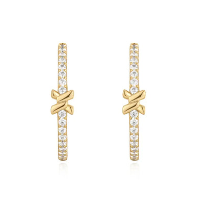 Ania Haie E061-14G Σκουλαρίκια Cross Hoops από Επιχρυσωμένο Ασήμι