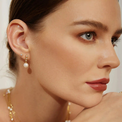 Ania Haie E065-03G Σκουλαρίκια Shell Pearl Stud από Επιχρυσωμένο Ασήμι