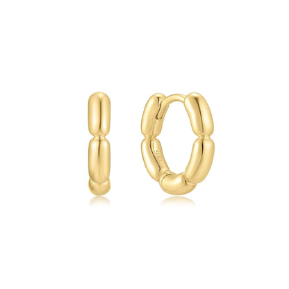 Ania Haie E069-02G Σκουλαρίκια Segmented Puffy Hoop από Επιχρυσωμένο Ασήμι