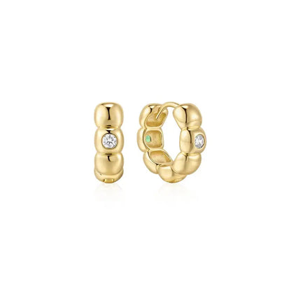 Ania Haie E072-04G Σκουλαρίκια Reversible Puffy Hoop από Επιχρυσωμένο Ασήμι