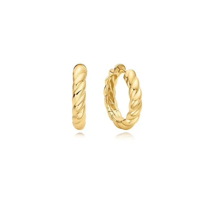 Ania Haie E072-09G Σκουλαρίκια Twisted Hoop από Επιχρυσωμένο Ασήμι
