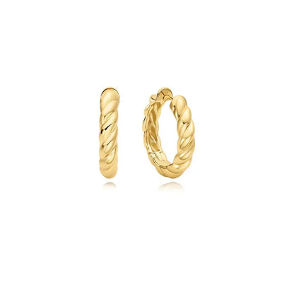 Ania Haie E072-09G Σκουλαρίκια Twisted Hoop από Επιχρυσωμένο Ασήμι