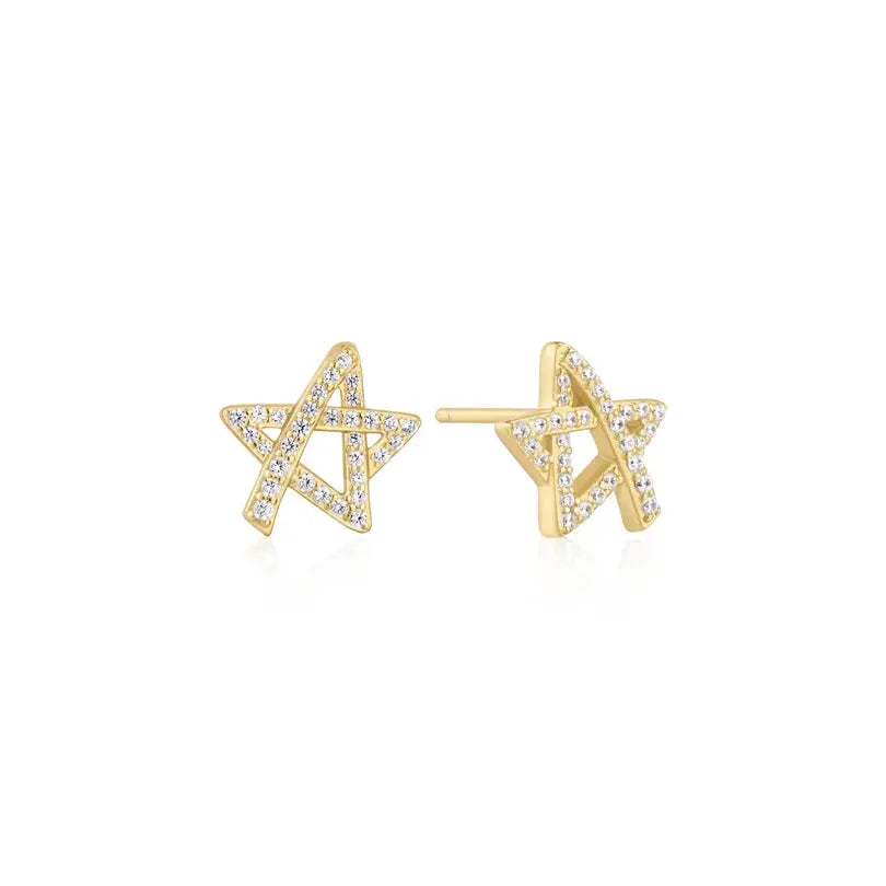 Ania Haie E074-03G Σκουλαρίκια Asymmetric Star από Επιχρυσωμένο Ασήμι