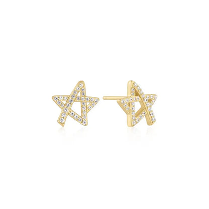 Ania Haie E074-03G Σκουλαρίκια Asymmetric Star από Επιχρυσωμένο Ασήμι