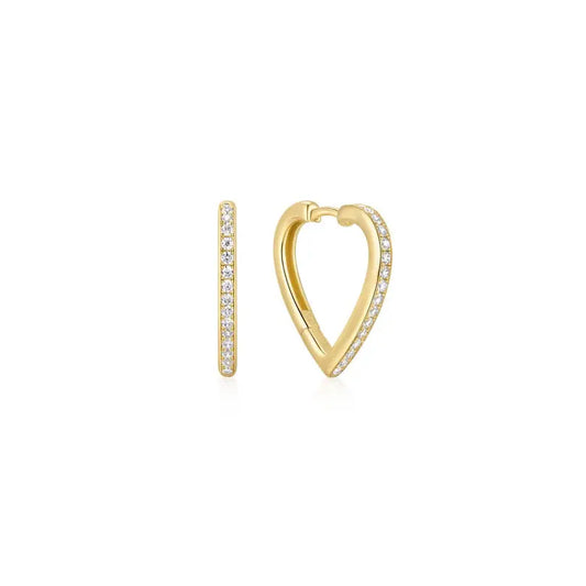 Ania Haie E074-08G Σκουλαρίκια Sparkle Heart Hoop από Επιχρυσωμένο Ασήμι