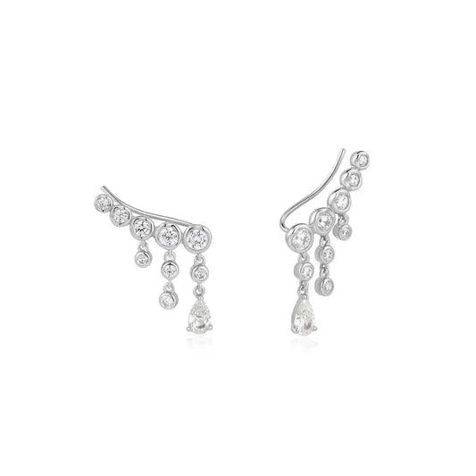 Ania Haie E074-09H Σκουλαρίκια Cascade Bar από Επιπλατινωμένο Ασήμι