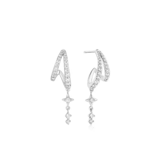 Ania Haie E074-10H Σκουλαρίκια Star Drop από Επιπλατινωμένο Ασήμι