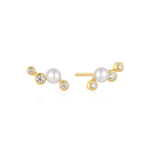 Ania Haie E074-11G Σκουλαρίκια Zig-Zag Shell Pearl από Επιχρυσωμένο Ασήμι