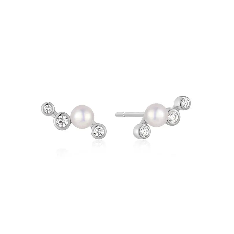 Ania Haie E074-11H Σκουλαρίκια Zig-Zag Shell Pearl από Επιπλατινωμένο Ασήμι