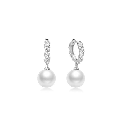 Ania Haie E075-14H Σκουλαρίκια Pearl Hoop από Επιπλατινωμένο Ασήμι