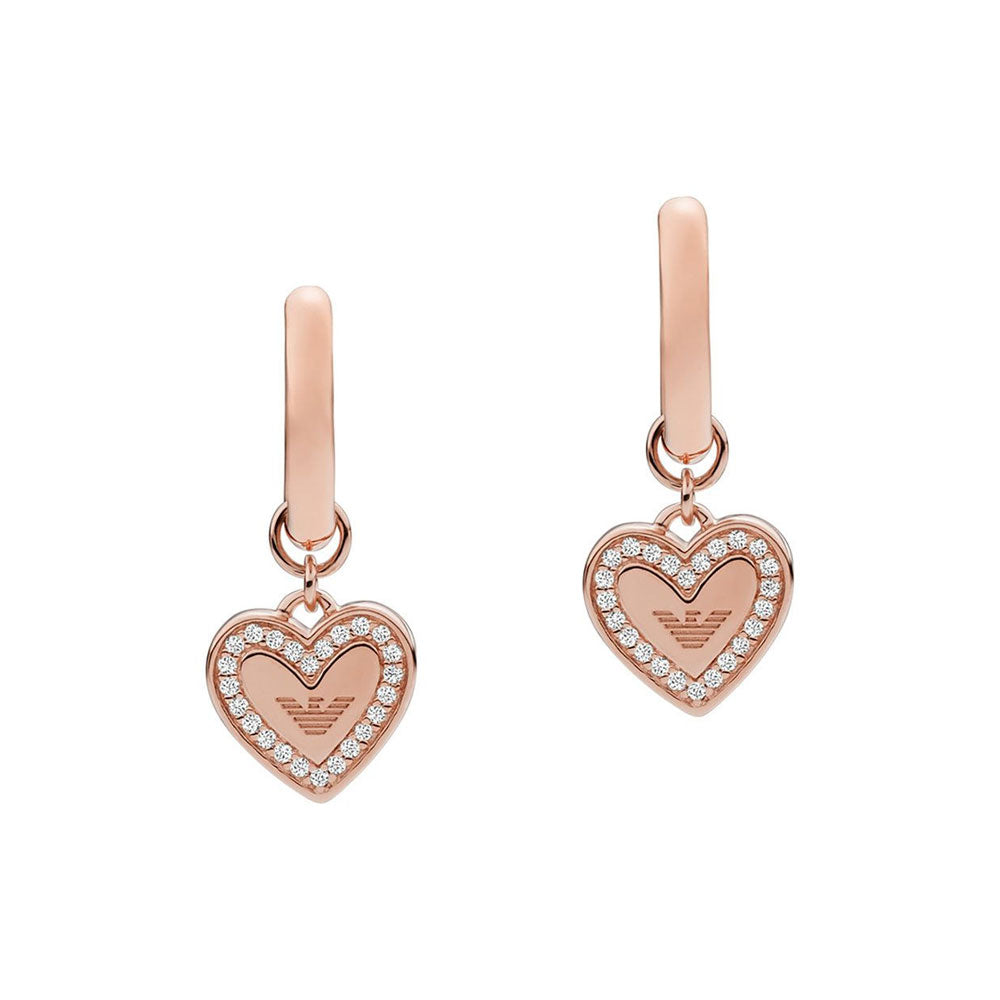 Emporio Armani EG3552221 Hearts Earrings Rose Gold Plated Silver