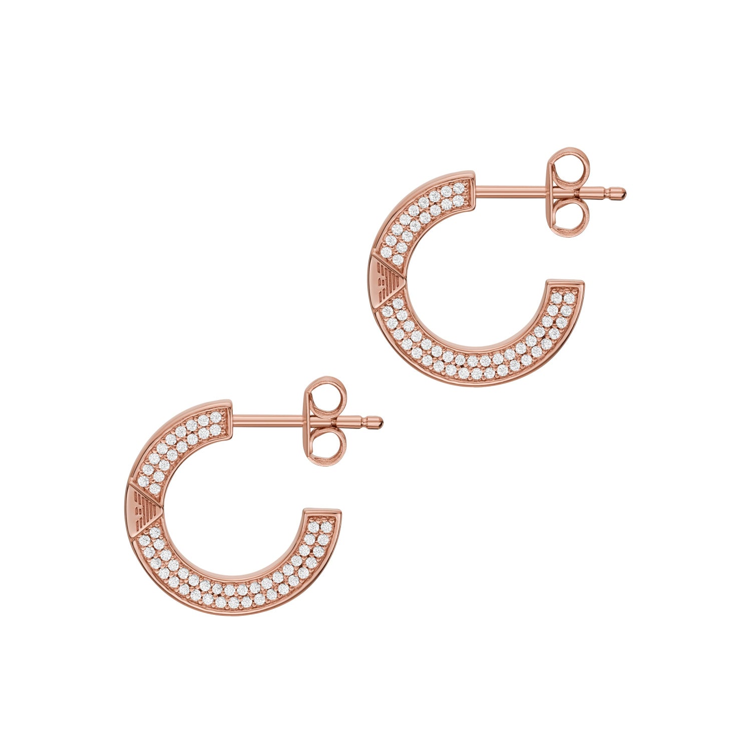Emporio Armani EG3545221 Rose Gold Silver Earrings | Goldy.gr