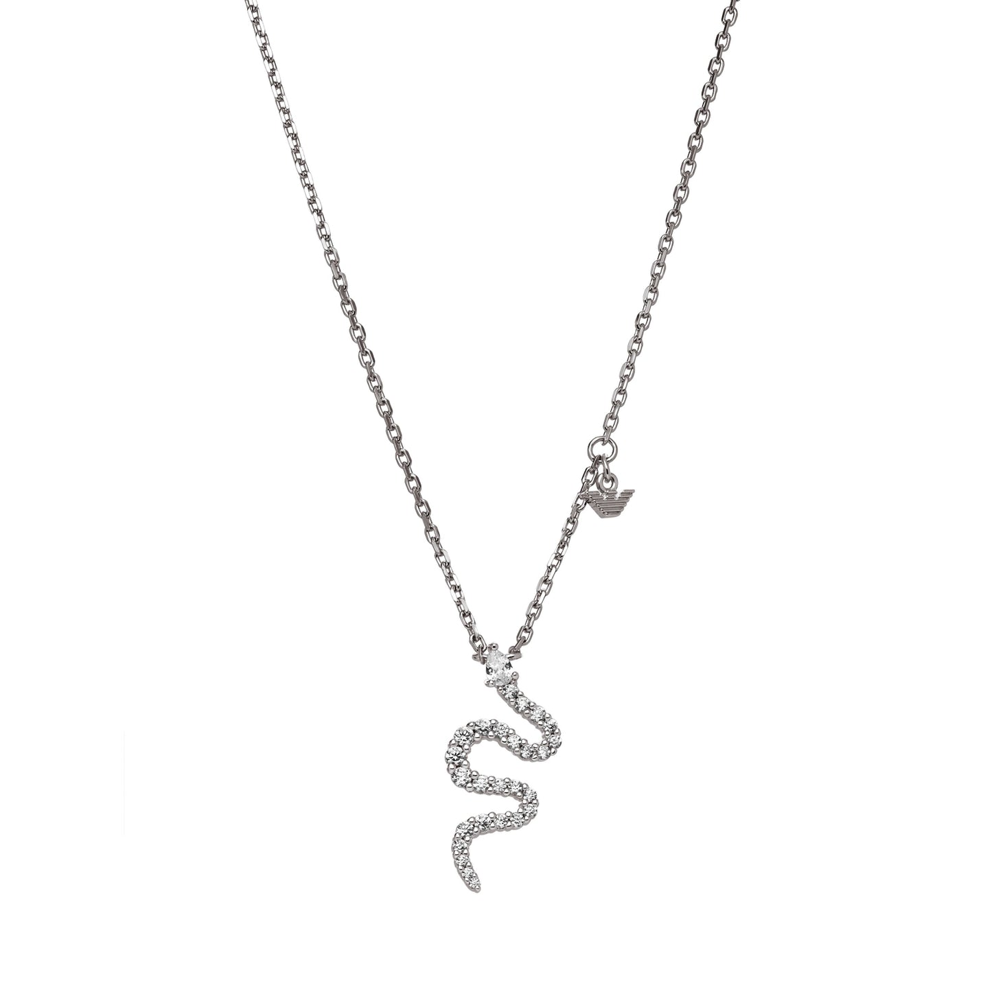 Emporio Armani EG3547040 Bow Necklace In Platinum Plated Silver