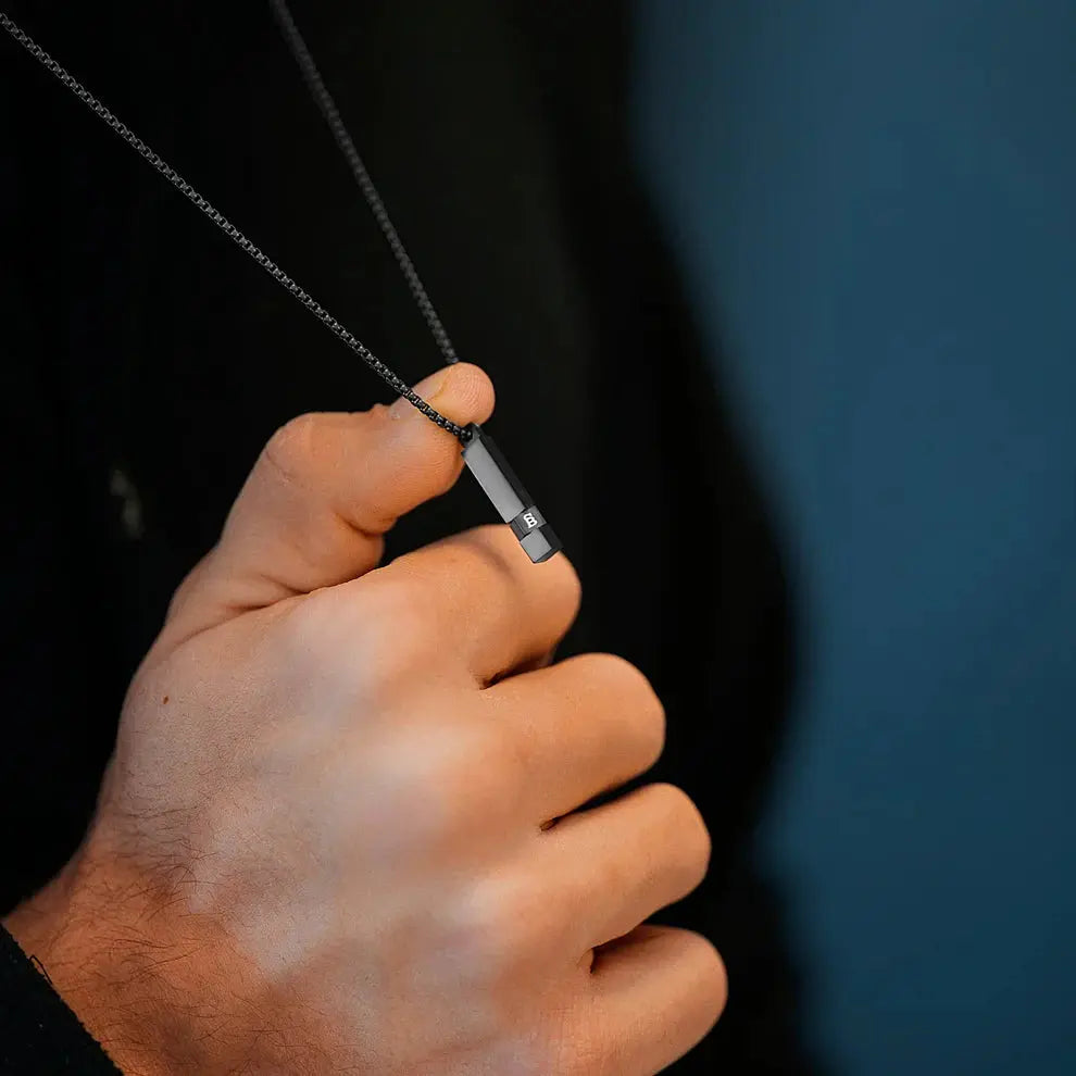 Steel & Barnett ELE02 Ανδρικό Κολιέ Elemental Bar Από Μαύρο Ατσάλι