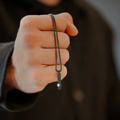 Steel & Barnett ELE02 Ανδρικό Κολιέ Elemental Bar Από Μαύρο Ατσάλι