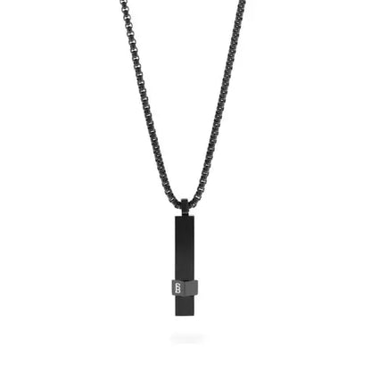 Steel & Barnett ELE02 Ανδρικό Κολιέ Elemental Bar Από Μαύρο Ατσάλι
