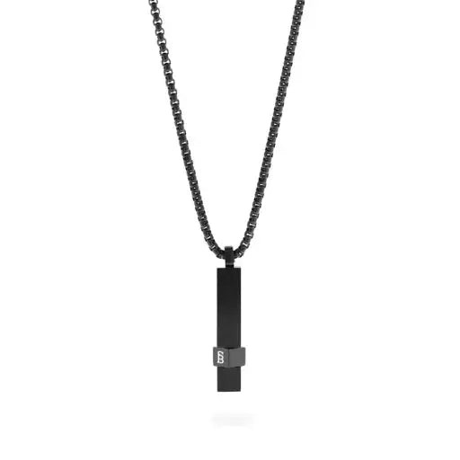 Steel & Barnett ELE02 Ανδρικό Κολιέ Elemental Bar Από Μαύρο Ατσάλι