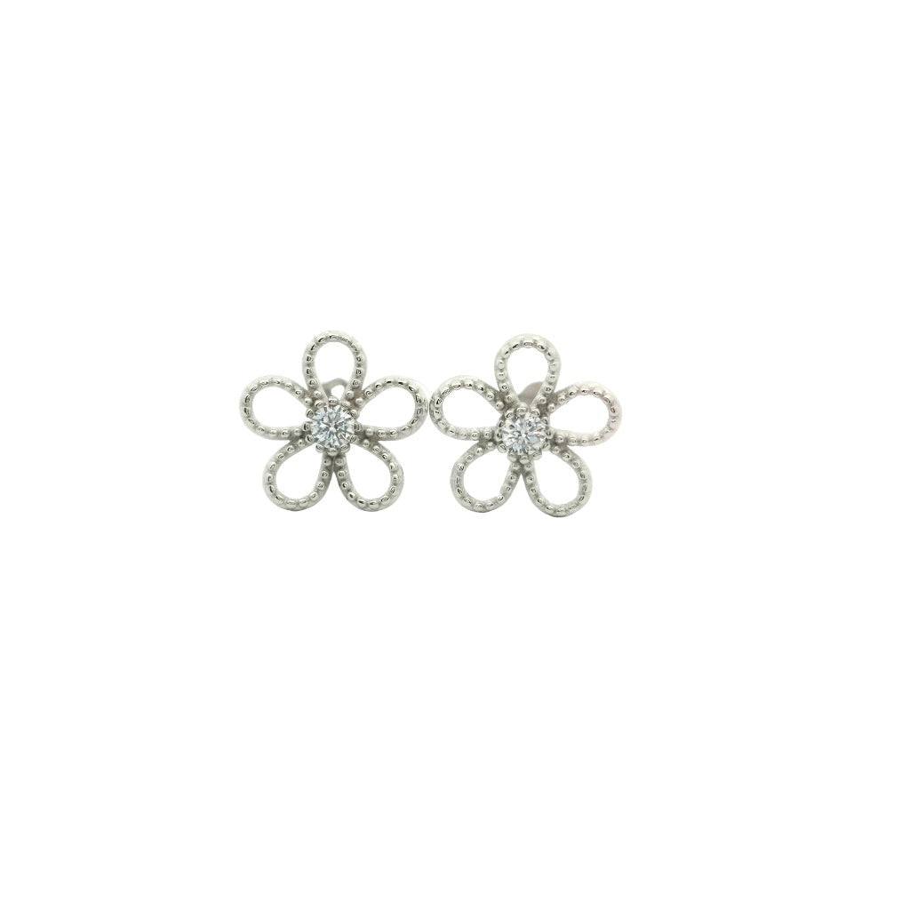 ES2412W Rosette Earrings in Platinum Plated Silver