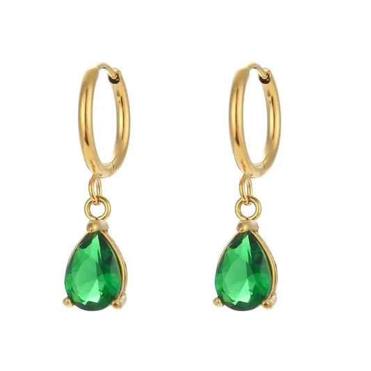 Earrings N02200G Steel Hoops with Multicolored Zirconia