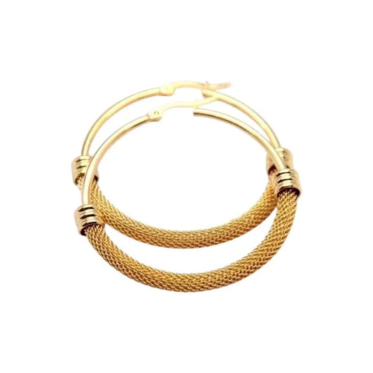 Earrings N02200G Steel Hoops with Multicolored Zirconia