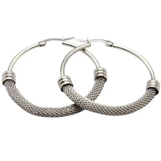 Earrings N02200G Steel Hoops with Multicolored Zirconia