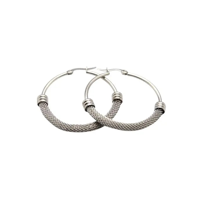Earrings N02200G Steel Hoops with Multicolored Zirconia