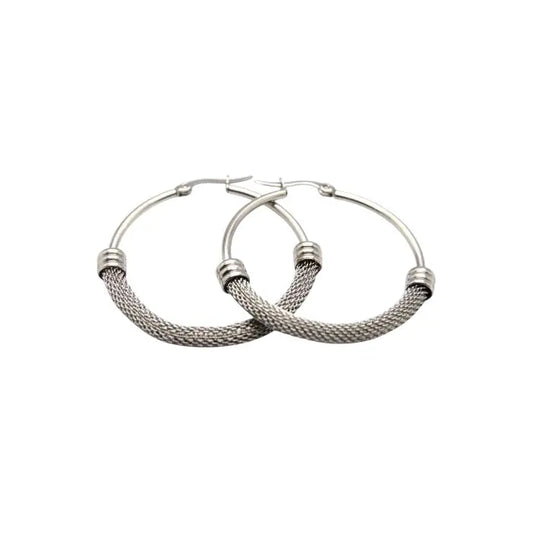 Earrings N02200G Steel Hoops with Multicolored Zirconia