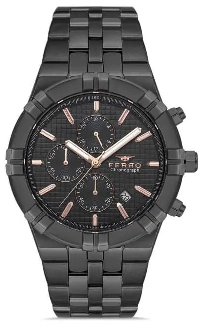 Ferro FM11378AWT-G Multifunction Black Stainless Steel Bracelet