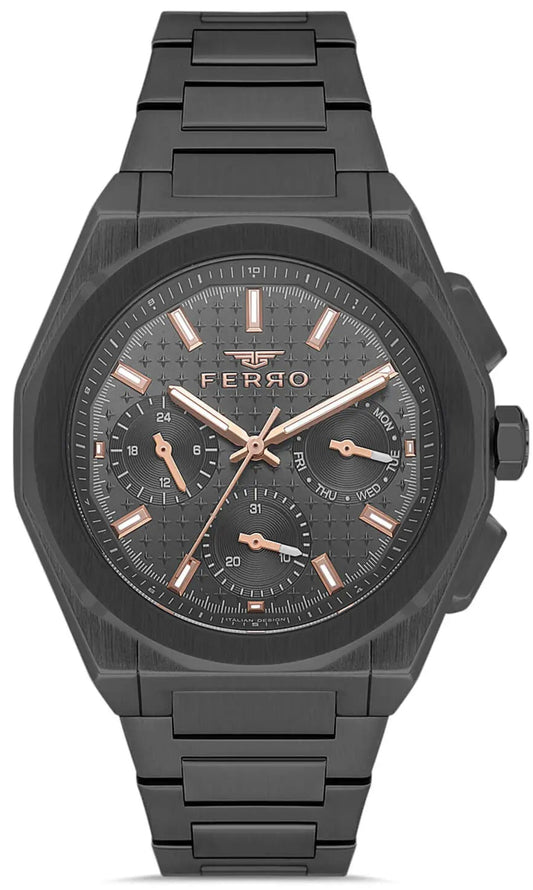 Ferro FM43013A-V Multifunction Black Stainless Steel Bracelet