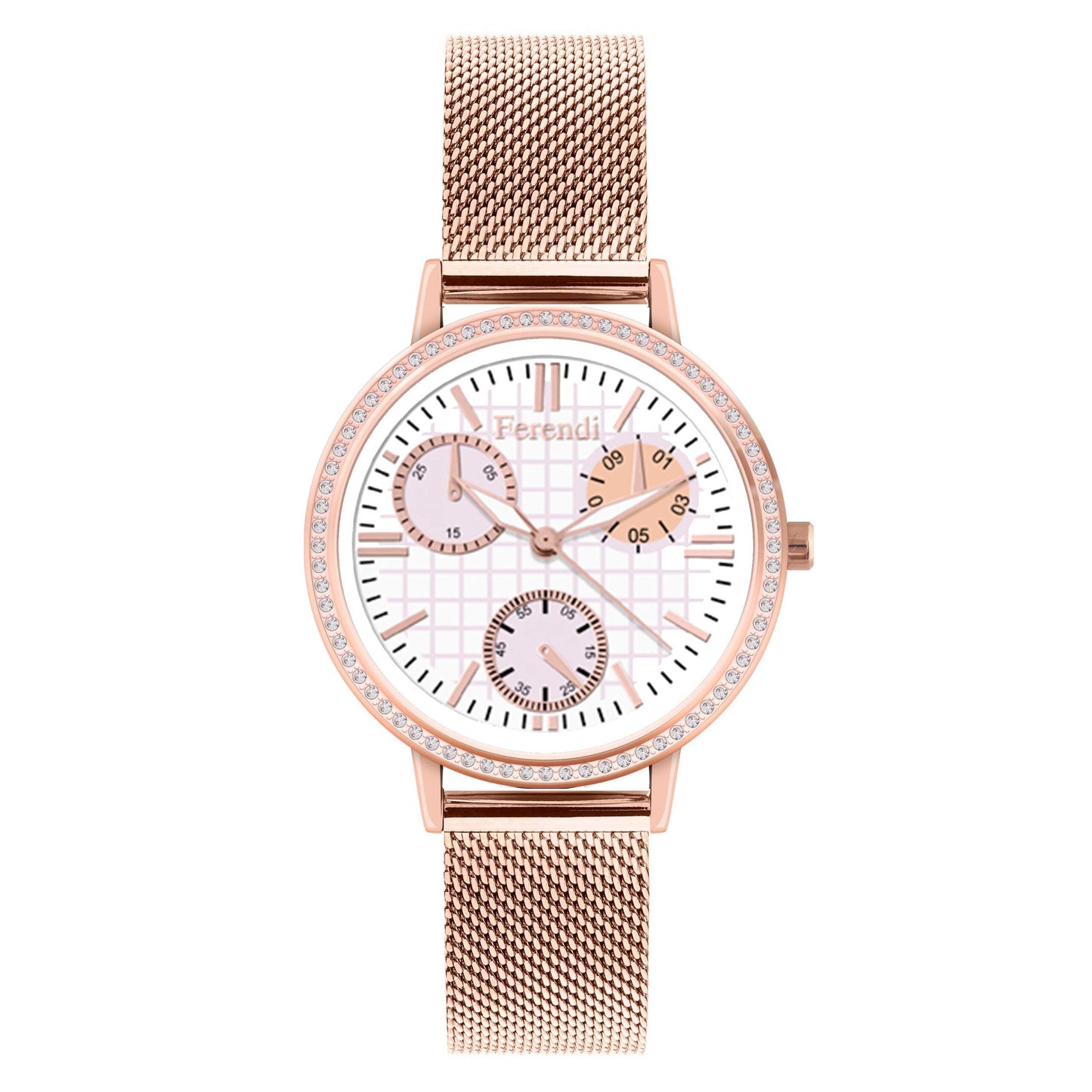 Ferendi FR2601R-108 Comely Rose Gold Mesh Stainless Steel Bracelet