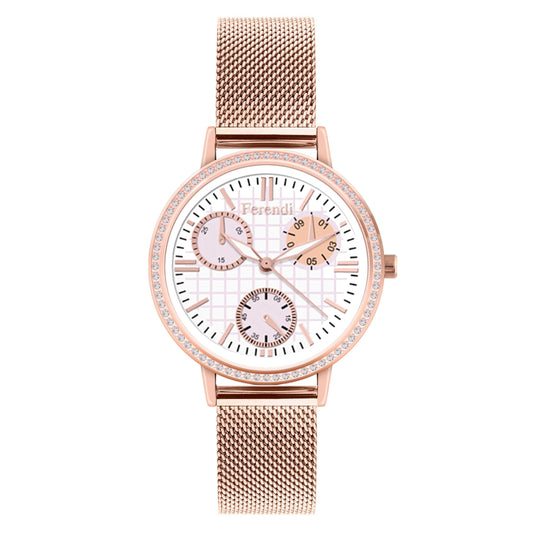 Ferendi FR2601R-108 Comely Rose Gold Mesh Stainless Steel Bracelet