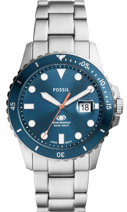 FOSSIL FS6050 Blue Dive Silver Stainless Steel Bracelet