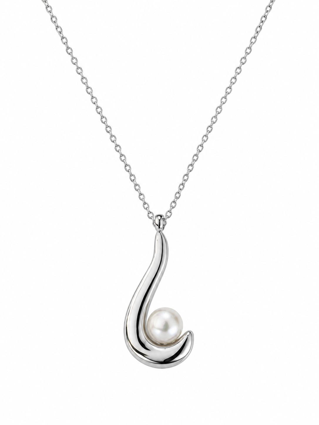 Necklace 9W-KD001-2 Rose Gold Plated Silver with Pearl